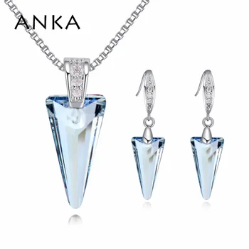 ANKA marka en kaliteli kristal üçgen başak kolye kolye piercing küpe kadınlar için düğün takısı setleri #124794