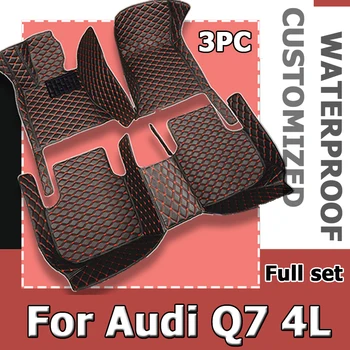 Araba Paspaslar Audi Q7 4L MK1 2005 ~ 2015 Lüks Deri Halı Anti Kir Halı Dayanıklı Otomatik mat seti Araba İç Aksesuarları
