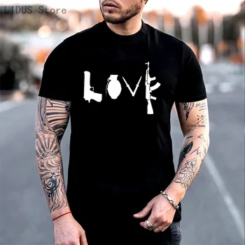Banksy Sokak Sanatı Aşk Silahlar Ak - 47 Ak47 Ak 47 Erkek T Shirt Siyah En Kaliteli Homme Özelleştirilmiş Tee Gömlek