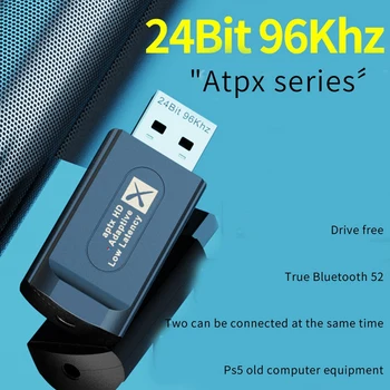 Bluetooth 5.2 kablosuz av alıcısı-vericisi Mic İle Aptx LL HD Adaptif Düşük Gecikme 3.5 Mm Aux TV PC İçin 5