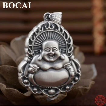 BOCAI S999 Ayar Gümüş Kolye 2022 Yeni Moda Peac Maitreya Buda Saf Argentum sallanan takı Muska Erkekler ve Kadınlar için