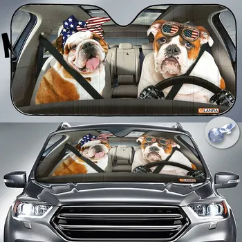 Bulldog araba güneşliği, Bulldog Sevgilisi, Bulldog Araba Dekor, Baba İçin Hediye, Otomatik Güneşlik, Köpek Araba Güneş Koruyucu