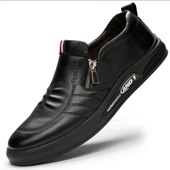 Deri Erkek rahat ayakkabılar Slip-on Erkek Loafer'lar Moccasins Nefes Beyaz Siyah sürüş ayakkabısı Erkekler El Yapımı Ayakkabı