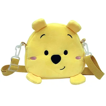 Disney Kawaii Pooh Ayı peluş oyuncak omuzdan askili çanta askılı çanta Karikatür Winnie Ayı Çanta Sarı Peluş bozuk para cüzdanı Kız Hediye