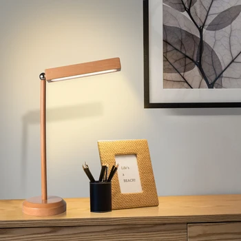 Dokunmatik kontrol ayarlanabilir LED masa lambası USB şarj masası 360° dönebilen ışık göz koruması okuma başucu bambu gece Lambası