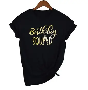 Doğum günü Kadro Altın baskılı tişörtleri kadın Kısa kollu harajuku Komik Mektup baskı Grafik O boyun tişört en Tees