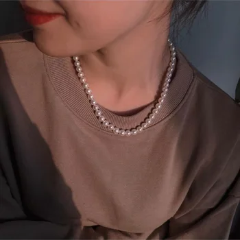 En Kaliteli Elegance doğal tatlı su incisi Gerdanlık Kolye Kadınlar Takı Punk Tasarımcı Pist Nadir Elbisesi Boho Japonya Kore