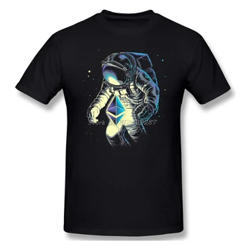En Kaliteli Giyim ETH Dijital Para Birimi Fırlayan Dogecoin T-Shirt Uzay Ethereum Moda Kısa Kollu Erkek Gömlek