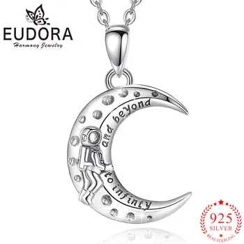 Eudora Yeni 925 Ayar Gümüş Ay Astronot Spaceman Kolye Kolye sevgililer Günü Hediye Trendi Takı CYD734