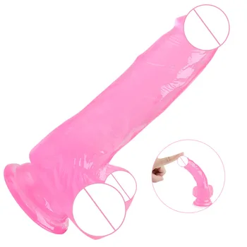 G-spot Yapay Penis Simülasyon Penis Esnek Kristal Şeffaf Büyük Penis Anal Oyuncaklar Güçlü Vantuz Kadın Seks Oyuncak 5 Renkler 4