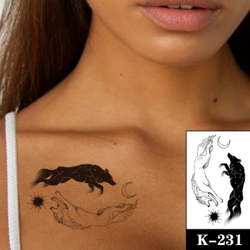 Geçici Dövme Çıkartmalar Siyah Kuş Yutmak Yıldız Kurt Geometri Sahte Dövmeler Su Geçirmez Dövmeler El Kol Küçük Boy Kadın Erkek 2