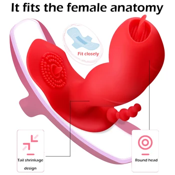 Giyilebilir Yapay Penis Vibratör Dil Yalama G noktası Klitoral Stimülasyon Vibratör Uzaktan Kumanda Külot Vibratör Kadınlar için Seks Oyuncakları 1