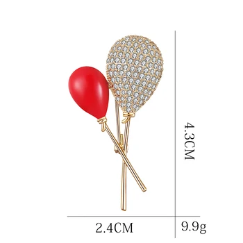 Güzel Kırmızı Balonlar Emaye Pin Yüksek Kalite Lüks Broş Pins Takı Aksesuarları Moda Kristal Balon Broş Kadınlar için 2
