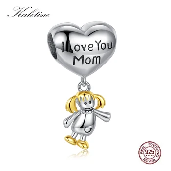 Güzel Çocuk Kız Emaye Takılar Takı Uygun Bilezik Yapmak için Seni Seviyorum 925 sterling Gümüş Anne Mektup Takılar Kolye 