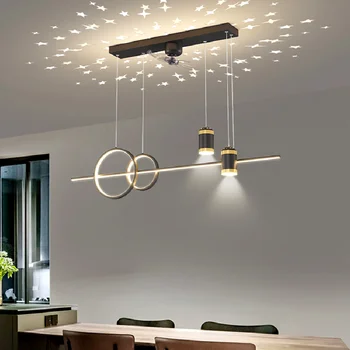 Iskandinav yemek odası tavan vantilatörleri ışık yatak odası Kolye ışıkları iç mekan aydınlatması Tavan lambası asılı ışık iç mekan aydınlatması