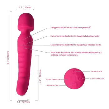 Isıtma vibratör Av değnek masajı vibratör su geçirmez yumuşak yapay penis vibratör G noktası klitoris stimülatörü yetişkin seks oyuncakları kadın için 2
