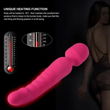 Isıtma vibratör Av değnek masajı vibratör su geçirmez yumuşak yapay penis vibratör G noktası klitoris stimülatörü yetişkin seks oyuncakları kadın için 5