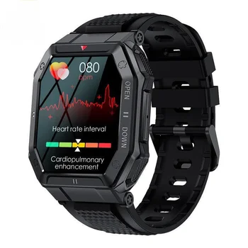 K55 1.85 inç 2022 Askeri akıllı saat Erkekler Bluetooth Çağrı 350mAh 24H Sağlıklı Monitör Açık IP68 Su Geçirmez Smartwatch Hakiki