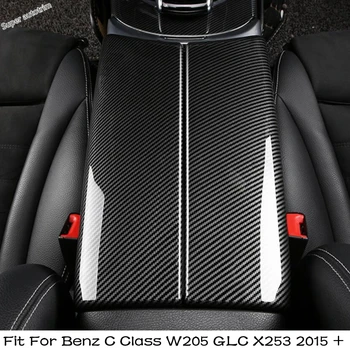 Karbon Fiber İçin Merkezi Kol Dayama Kutusu Dekorasyon Paneli Kapak Trim İçin Mercedes-Benz C Sınıfı W205 GLC X253 2015 - 2021 Aksesuarları