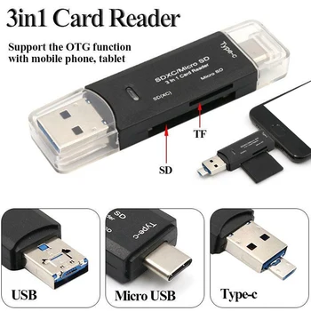 Kart Okuyucu Adaptörü 3in1 USB3.1 USB-C C TF Türü SD Macbook İçin Laptop Masaüstü Bilgisayar 5
