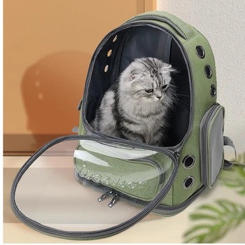 Kedi çantası Kedi Taşınabilir Sırt Çantası Büyük Kapasiteli Şeffaf Pencere Havalandırma Küçük Köpek Çantası Pet Malzemeleri 1 Adet