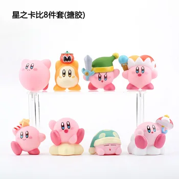 Kek Dekorasyon Süsler Sevimli Anime aksiyon figürü oyuncakları Kirby Bebek Pembe Canavar Şeytan Vinil Bebek Çocuk Oyuncak Hediyeler Kız Süsleme