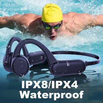 Kemik İletim Kulaklık IPX4 / IPX8 Su Geçirmez Koşu Kulaklık Bluetooth Kablosuz Spor Kulaklık TWS Mic ile SD Kart