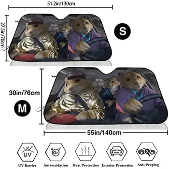 Komik Hamster Hayvan Güneş Gölge araç ön camı Katlanabilir Suv Kamyon (55 