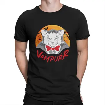 Korku Görüntü Özel TShirt Kedi Dönüşü Vampurr Korku Cadılar Bayramı Rahat T Shirt yazlık t-shirt Yetişkin İçin