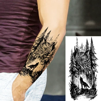 Korkunç Kafatası Geçici Pusula Dövmeler Gerçekçi Aslan Kurt Orman Cadılar Bayramı Korkunç Sahte Dövme Etiket Kadın Erkek Gül Dövmeler 2