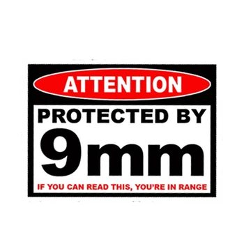 Korumalı 9 Mm Uyarı Tabanca Tabanca Kılıfı Güvenli Cephane Kutusu Araba Sticker Aksesuarları Su Geçirmez Pencere PVC 13cm X 10cm