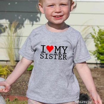 Kız Kardeşimi Seviyorum Çocuk T-shirt Yaz Pamuk Kısa Kollu O-boyun T gömlek Bebek Kız Erkek Tshirt Kardeş Kardeş Bebek Giysileri