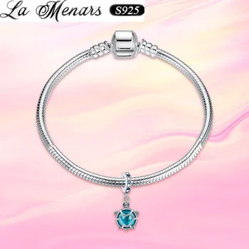 La Menars Güzel Takı Kolye Gök Mavisi Kaplumbağa Takılar Takı Yapımı için 925 Ayar Gümüş Boncuk Bilezik Kolye için