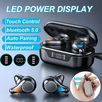 LED Ekran V5. 0 bluetooth Kulaklık Kulaklık Kablosuz Stereo Spor TWS Kulakiçi İle Şarj Durumda Dokunmatik Kontrol Otomatik Eşleştirme
