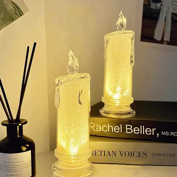 LED kristal Mumlar yaratıcı romantik elektronik mum ışıkları parti atmosferi Fantezi süslemeleri ev için yemek odası masaüstü 1