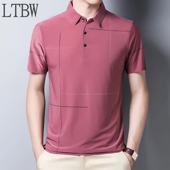 LTBW Yeni Varış Erkekler Moda Polo kısa kollu t-shirt Rahat iş gömleği T-shirt pamuklu giysiler Polo Yaz Gömlek
