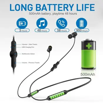 Manyetik kablosuz bluetooth Kulaklık Stereo Spor Su Geçirmez Kulaklıklar Kablosuz kulak içi mikrofonlu kulaklık iPhone Huawei Samsung İçin 2