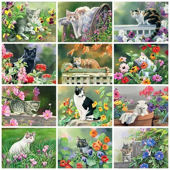 MAXMPUP Elmas Boyama Hayvanlar DİY Elmas Nakış Kedi Kare / Yuvarlak Çapraz Dikiş Çiçek Taklidi Resim Ev Dekorasyon