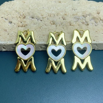 Metal Beyaz Deniz Kabuğu Kalp Mektup ANNE Kolye Takılar Takı Yapımı İçin Kadınlar anneler Günü Dıy Kolye Bilezik Küpe
