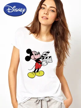 Mickey Rahat T Shirt Kadın Disney Şezlong Aile Bak Beyaz Üst Kısa Kollu Ulzzang Moda Avrupa Tee Fransa Ropa Estetik 1