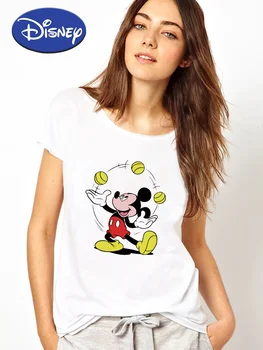 Mickey Rahat T Shirt Kadın Disney Şezlong Aile Bak Beyaz Üst Kısa Kollu Ulzzang Moda Avrupa Tee Fransa Ropa Estetik 2