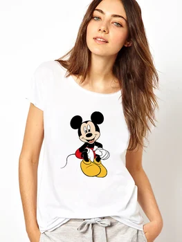 Mickey Rahat T Shirt Kadın Disney Şezlong Aile Bak Beyaz Üst Kısa Kollu Ulzzang Moda Avrupa Tee Fransa Ropa Estetik 3