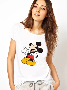 Mickey Rahat T Shirt Kadın Disney Şezlong Aile Bak Beyaz Üst Kısa Kollu Ulzzang Moda Avrupa Tee Fransa Ropa Estetik 4