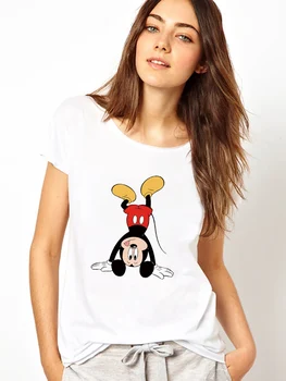 Mickey Rahat T Shirt Kadın Disney Şezlong Aile Bak Beyaz Üst Kısa Kollu Ulzzang Moda Avrupa Tee Fransa Ropa Estetik 5