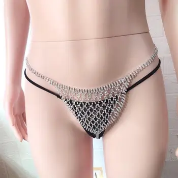 Moda seksi kadınlar shining kristal bel zinciri lüks Rhinestone Tanga Bikini Iç Çamaşırı göbek takısı sevgililer Günü hediyesi