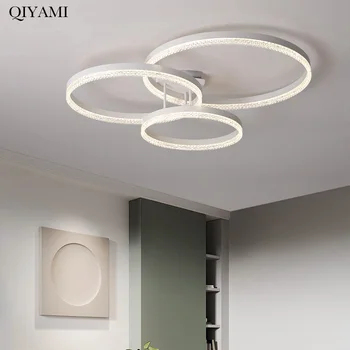 Modern yüzük tasarım akrilik tavan ışıkları salonu yatak odası mutfak çalışma odası kapalı Deco lambaları kısılabilir aydınlatma AC90-260V