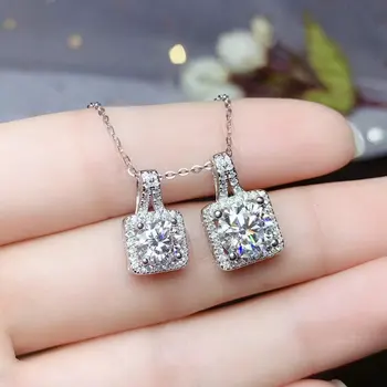 Moissanite kolye 1CT 2CT parlak daha iyi elmas gerçek 925 gümüş güzel takı düğün parti hediye için büyük satış