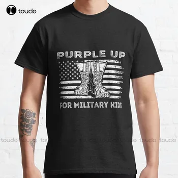 Mor Up Askeri Çocuklar İçin klasik tişört Mor Gömlek Özel Yetişkin Genç Unisex Dijital Baskı Tee Gömlek noel hediyesi