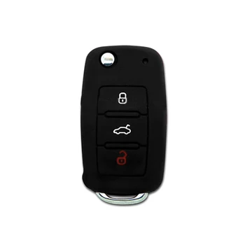 Muchkey Volkswagen Touareg GTI Polo Golf Mk6 / Artı Silikon Kapak Uzaktan Anahtar Kılıfı Katlanır Anahtar 3 Düğme 0