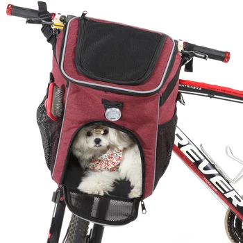 Pet Bisiklet Çanta Açık Bisiklet Ön Gidon Ayrılabilir Sırt çantası Küçük Köpekler için Havalandırmalı Nefes Taşıyıcı Kediler Koltuk Sepeti 1